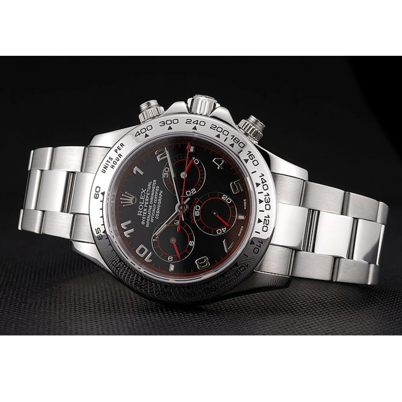 AAA Replica Watches Dial Rolex Steel 80296 Bracelet Black Stainless Swiss Daytona 0821